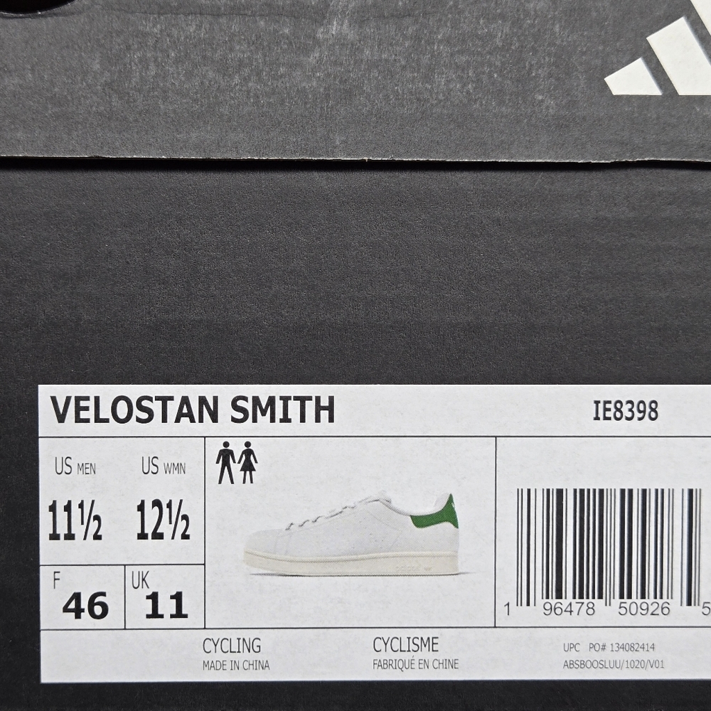 New adidas Velostan Smith Cloud White Leather Men's Cycling Shoes Size 11.5 - Picture 8 of 8
